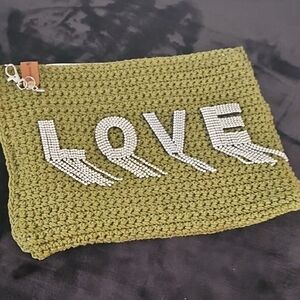Elegant Green and diamond Crochet clutch